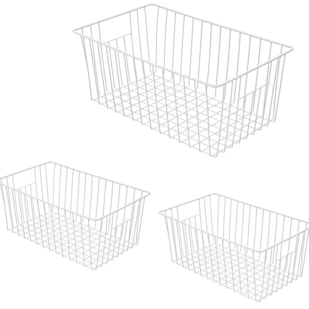 3 White Storage Baskets, Brand New